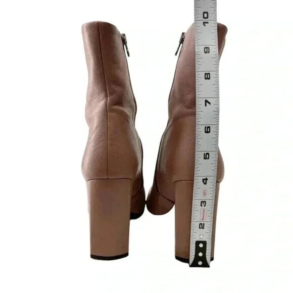 L’Intervalle High Heel Ankle Boots Pink Leather Square Toe Side Zippers 40 9-9.5 - Picture 6 of 16